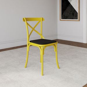Cadeira Katrina Assento Corano Preto Aço Amarelo Amarelo