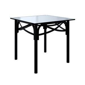 Mesa Katrina Preta Quadrada Tampo De Madeira 90cm Preto