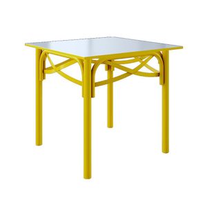 Mesa Katrina Amarela Quadrada Tampo De Madeira 90cm Amarelo
