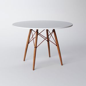 Mesa Eiffel Wood Cobre Tampo De Madeira 90cm Branco