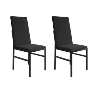 Kit 2 Cadeiras De Jantar Estofadas Mônaco Premium Preto