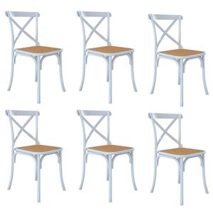 Kit 6 Cadeiras Jantar Cross Katrina X Branca Assento Bege Aço Branco