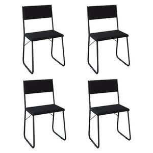 Kit 4 Cadeiras De Jantar Estofadas Angra Preto