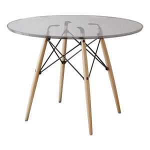 Mesa De Jantar Eiffel Redondo Tampo De Vidro 110cm Branco