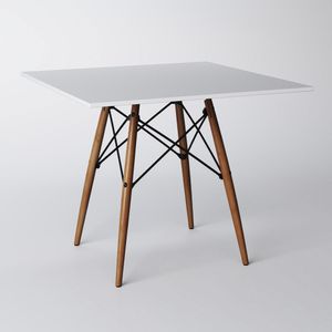 Mesa De Jantar Eiffel Quadrado Tampo De Madeira 90cm Branco