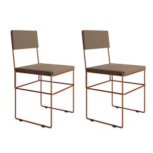 Kit 2 Cadeiras De Jantar Industrial Estofadas Veludo Bege Base Cobre Vitoria Bege