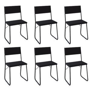 Kit 6 Cadeiras De Jantar Estofadas Angra Preto
