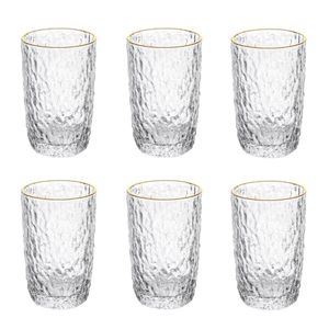 Conjunto De Copos De Cristal Martelado Com Fio De Ouro Para água 6 Peças 330 Ml Petra Lyor