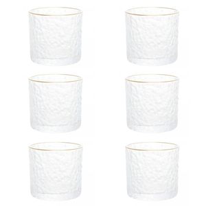 Conjunto de Copos de Cristal Martelado com Fio de Ouro Para água/whisky 6 Peças 340 Ml Petra Lyor