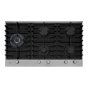 Cooktop a Gás Fischer 5 Bocas Tripla Chama Platinium com Trempe de Ferro Fundido Mesa Vidro 33810-92122 Bivolt Preto