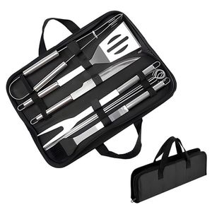 Jogo De Churrasco 9 Peças Em Aço Inox Com Bolsa Preta Churrasqueiro Profissional