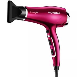 Secador De Cabelo Mondial Chrome Pink Sc-36 2.000 Watts 127v ~ 60hz - Pink
