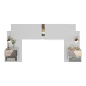 Cabeceira Casal/queen Com Espelhos E 2 Mesas De Cabeceira 232cm Multimóveis Mp4324 Branco Branco