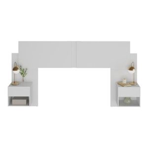 Cabeceira Casal/queen Com 2 Mesas De Cabeceira 232cm Multimóveis Mp4317 Branco Branco