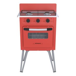 Fogão Portátil 2 Bocas Venax Gemini Vetrô a Gás GLP Vermelho
