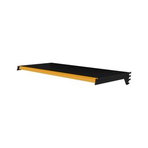 Bandeja Prateleira Com Reforço 30x91 Para Gôndolas New Plus Preto Porta Etiqueta Amarelo Sa Gôndolas