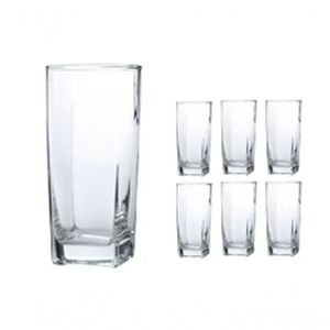 Jogo Copos Vidro Cristal Long Drink Quadrado 6pcs 320 Ml