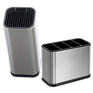 Kit Cepo Suporte De Facas E Escorredor Porta Talheres Inox