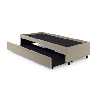 Bicama Box Para Dois Colchões Viúva 120x203 Courino Linho Bege