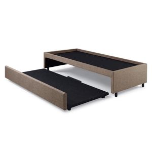 Bicama Box Para Dois Colchões Solteiro Linho Marrom 88x188x38 Cm
