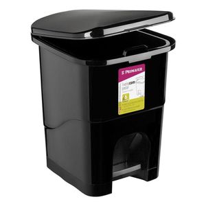 Lixeira Plástica Retangular Com Pedal 6l Preto - Primafer