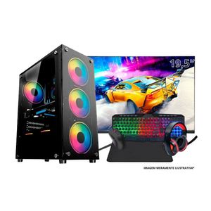 Pc Gamer Computador Completo Intel Core I5 8gb Ssd 256gb Kit Gamer Headset Monitor 19,5 Windows