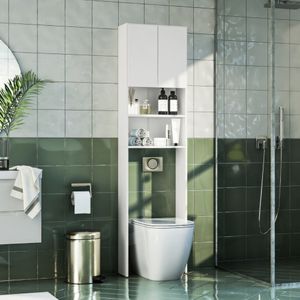 Armário De Banheiro Para Vaso Sanitário Com 2 Portas E 2 Nichos 2308 Branco