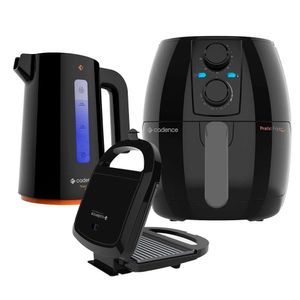 Kit Trio Black Cadence Fritadeira 3 LFRT515 Chaleira 1,7L CEL388 e Sanduicheira SAN260 220v