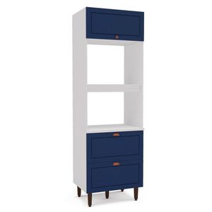 Torre Quente 1 Porta 2 Gavetas 2 Nichos Para Forno Pérola Branco azul