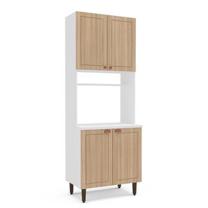 Paneleiro Torre Quente 4 Portas 2 Nichos Para Forno E Utensílios Com 80 Cm Pérola Yescasa Branco carvalho