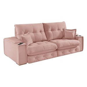 Sofá Retrátil Reclinável Com Porta Copos E Usb 230cm Istambul Yescasa Nude
