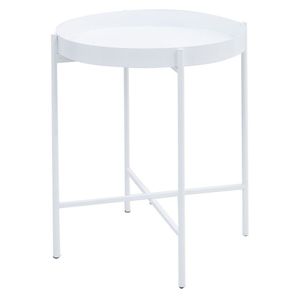 Mesa De Apoio Bandeja Sofá Cama Redonda 40x50cm Média Collie Branco