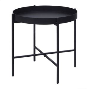 Mesa De Apoio Bandeja Sofá Cama Redonda 40x40cm Baixa Collie Preto