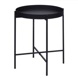 Mesa De Apoio Bandeja Sofá Cama Redonda 40x50cm Média Collie Preto