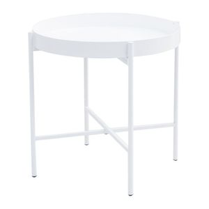 Mesa De Apoio Bandeja Sofá Cama Redonda 40x40cm Baixa Collie Branco