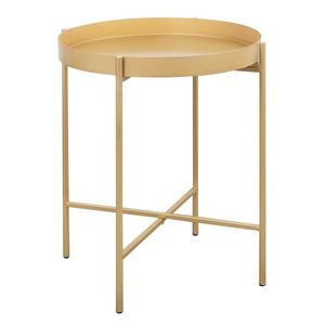 Mesa De Apoio Bandeja Sofá Cama Redonda 40x50cm Média Collie Dourado