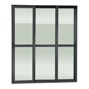 Porta De Correr 3 Folhas Moveis Sequenciais 210 X 240 Elite Com Fecho Automático Vidro Liso Preto