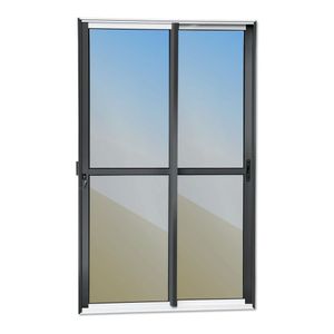 Porta De Correr 2 Folhas Moveis 210 X 200 Elite Com Fechadura Tetra Vidro Reflex Mix Preto