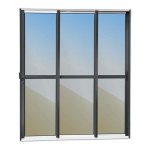Porta De Correr 3 Folhas Moveis Sequenciais 210 X 240 Elite Com Fechadura Tetra Vidro Reflex Mix Preto