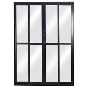 Porta De Aluminio De Correr 210x200cm 4 Folhas Topsul Preto