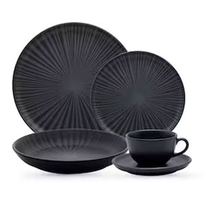 Aparelho De Jantar Oxford Onix Em Cerâmica Com 20 Peças Preto