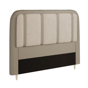 Cabeceira Para Cama Box Casal Dobuê Leon Com Revestimento Kaki-bege