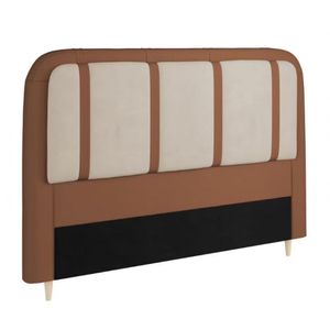 Cabeceira Para Cama Box Queen Dobuê Leon Com Revestimento Caramelo-bege