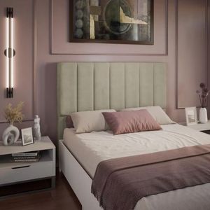 Cabeceira Para Cama Box Casal Veneza Em Veludo Dobuê Camurça
