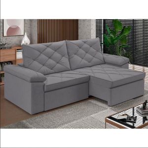 Sofá 3 Lugares Aspen Retrátil E Reclinável Besthouse Cinza