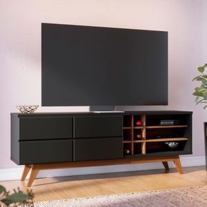 Rack Colibri Noronha 180cm Para Tv De Até 70 Polegadas Preto Fosco Com Noce Milano