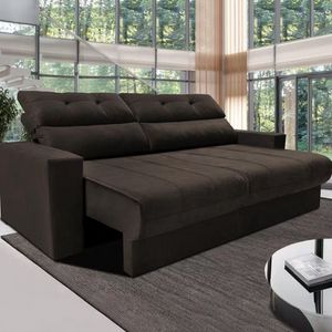 Sofá 3 Lugares Cama Clean Retrátil E Reclinável Inbox Café