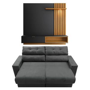 Sofá 3 Lugares Cama Inbox Clean Retrátil E Reclinável 190 Cinza