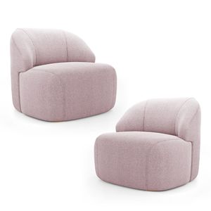 Kit 02 Poltronas Decorativas Kaya Orgânica Bouclê Rosê - Desk Design