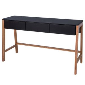 Aparador Escrivaninha Paris Em Madeira Maciça E Mdf Natural preto